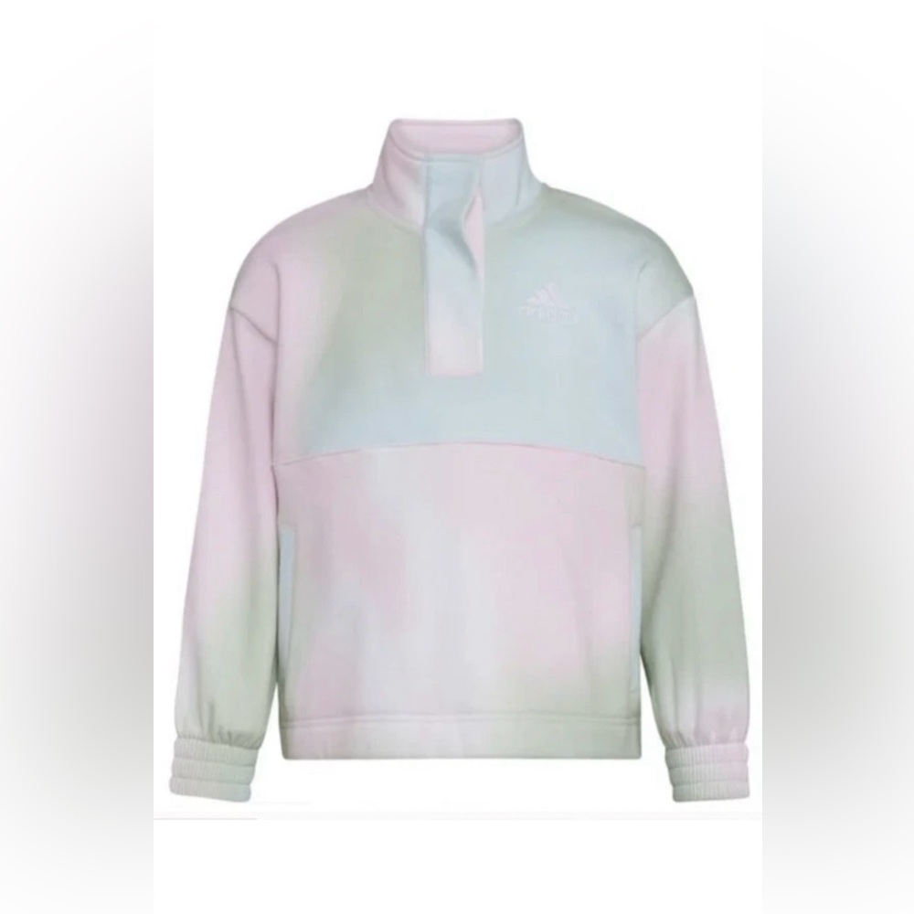 Adidas long sleeve Tie-dye Girls snap Mock neck sweatshirt Size 7/8 Pastel